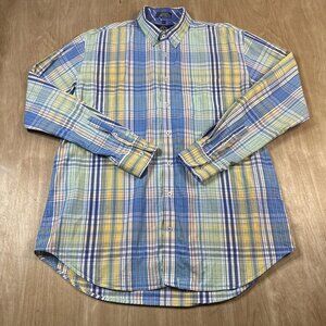 Viyella Mens Plaid Long Sleeve Button Down Dress Shirt Size Large